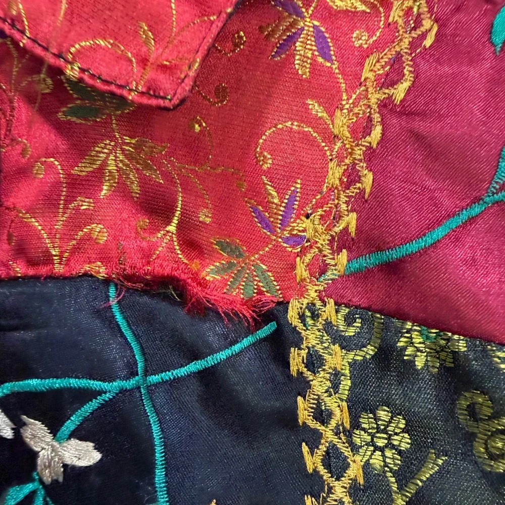 Coldwater‎ Creek Womens M Patchwork Floral Embroidered Jacquard Jacket